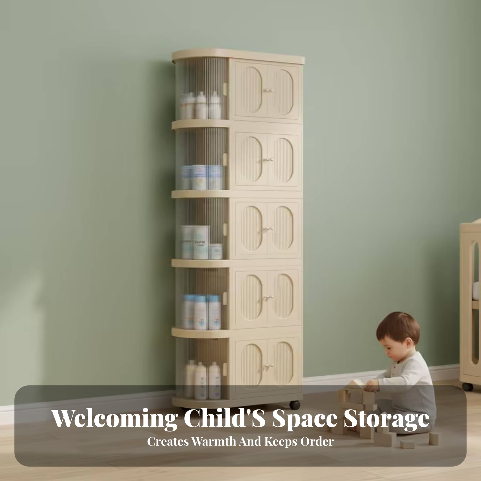 Baby Nursery Shelf - Lemari Bayi 5 Tingkat Warna Beige