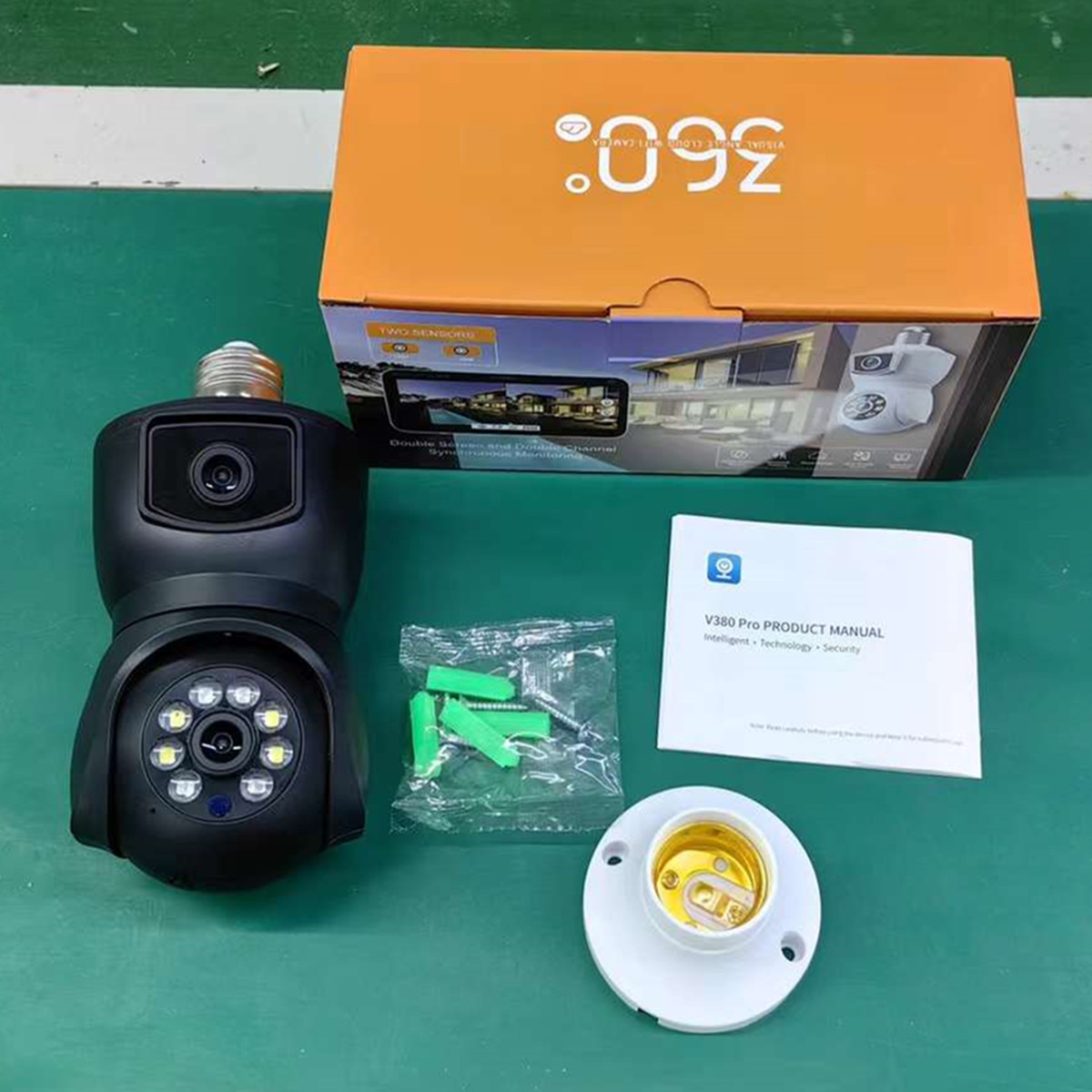 Baby Monitor Split Screen - 4MP V380/iCam365 APP Lensa Ganda E27