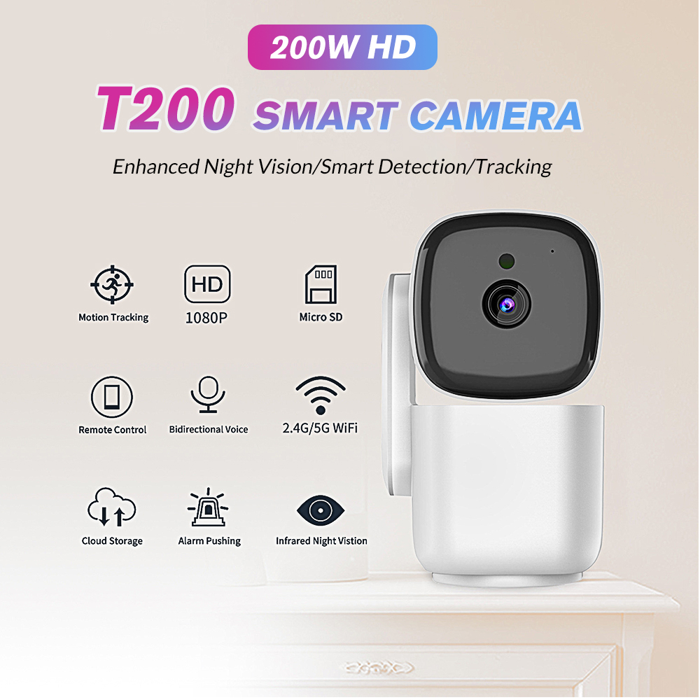 Baby Monitor Split Screen - Kamera Keamanan PTZ Dalam Ruangan T200