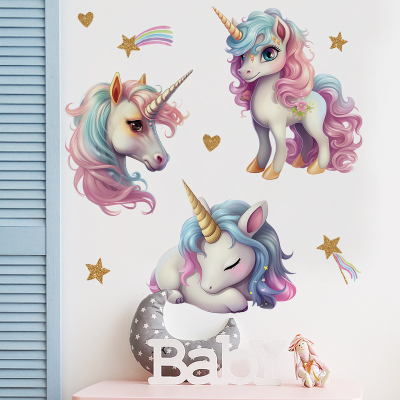 Baby Nursery Ideas Girl - Stiker dinding anak vinil dekoratif Unicorn,
