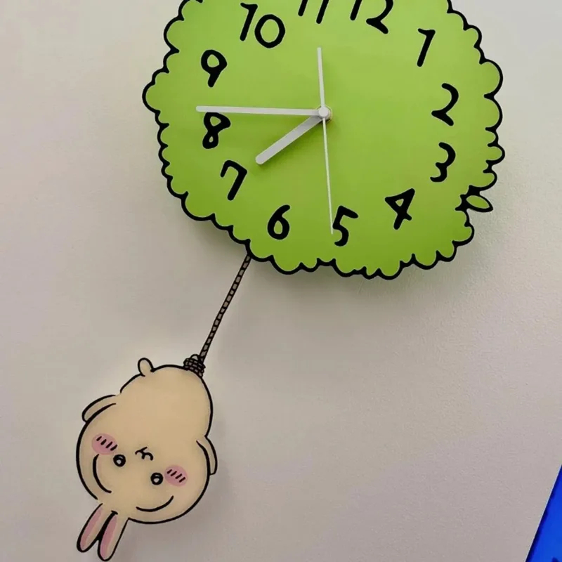 Baby Nursery Hanging Decor - Jam Dinding Pendulum Chiikawa Lucu Bentuk