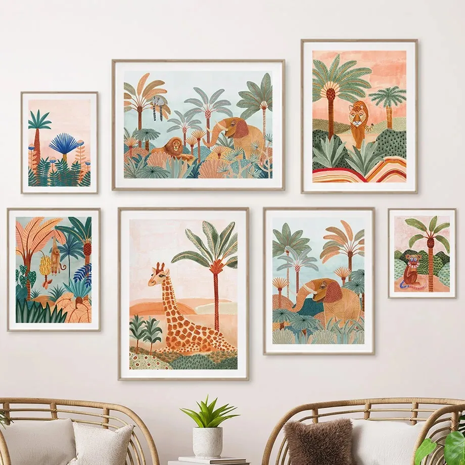 Baby Nursery Jungle Animals - Boho Hewan Hutan Harimau Monyet Jerapah
