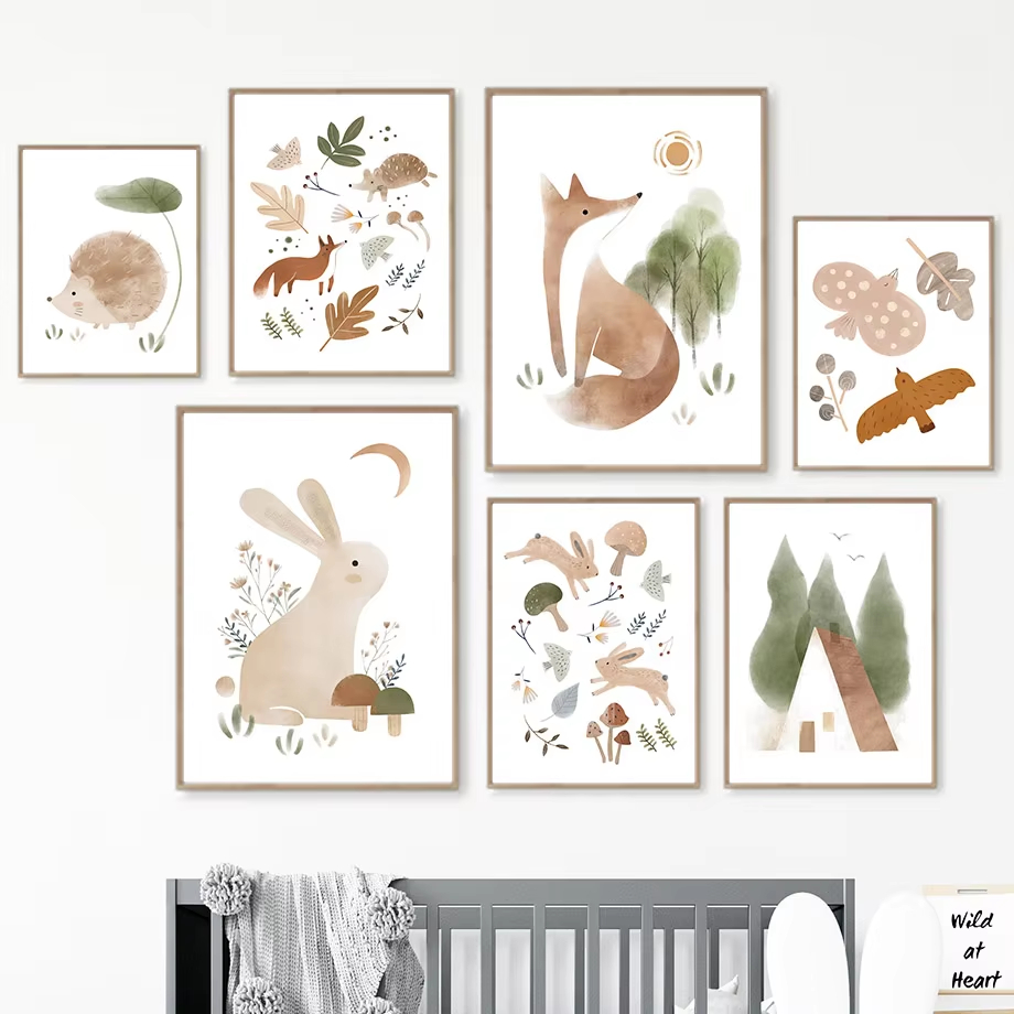 Baby Nursery Picture Frames - 1 Buah (Tanpa Bingkai) Lukisan Kanvas