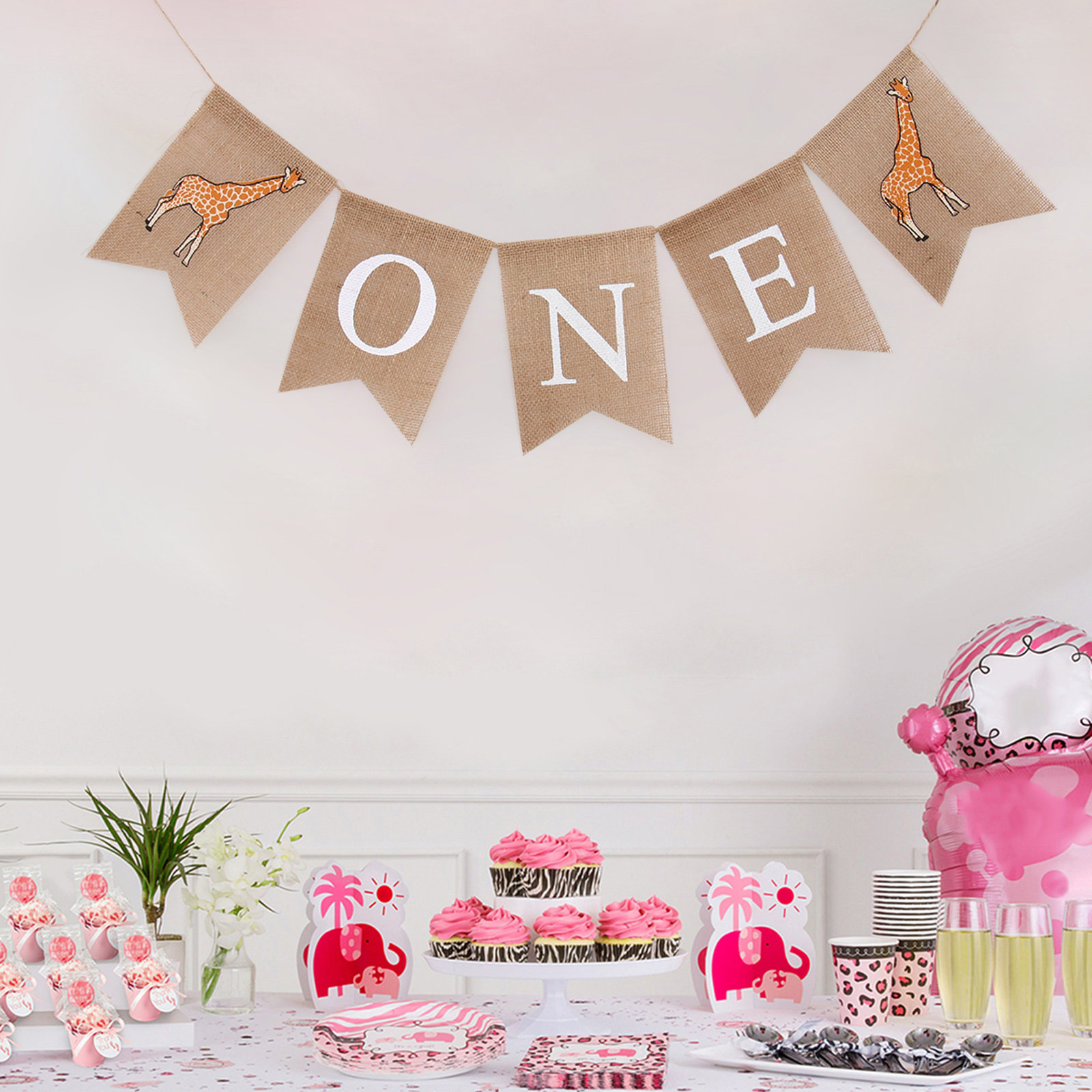 Baby Nursery Bunting - Spanduk Linen Motif Jerapah Satu Lembar