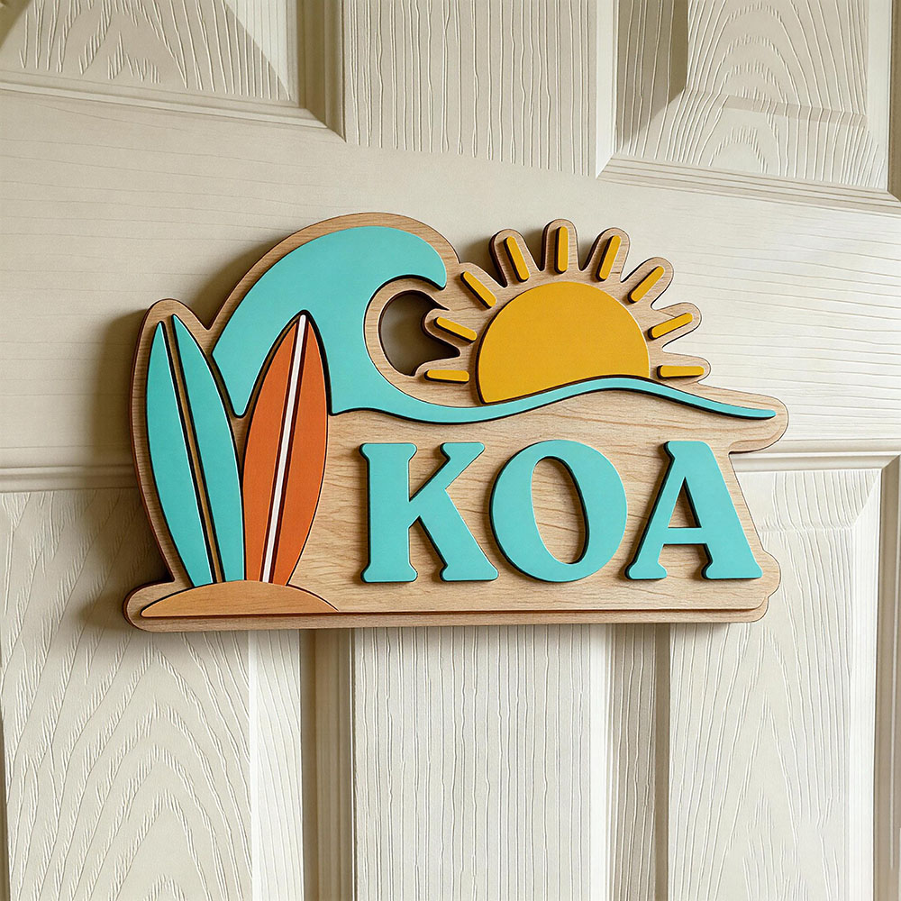 Baby Nursery Usa - Papan Nama Pintu Bertema Gelombang Pantai