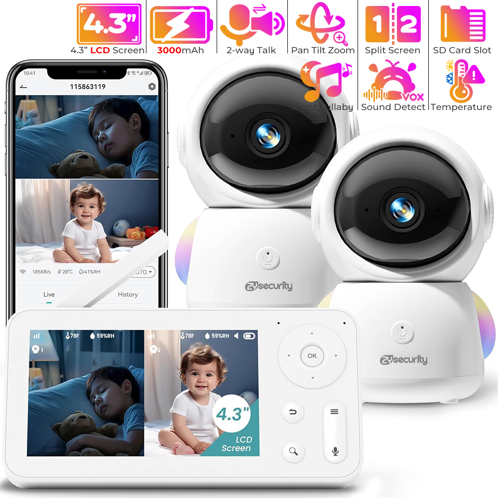 Baby Nursery Images - Monitor bayi 2K, dengan 2 kamera