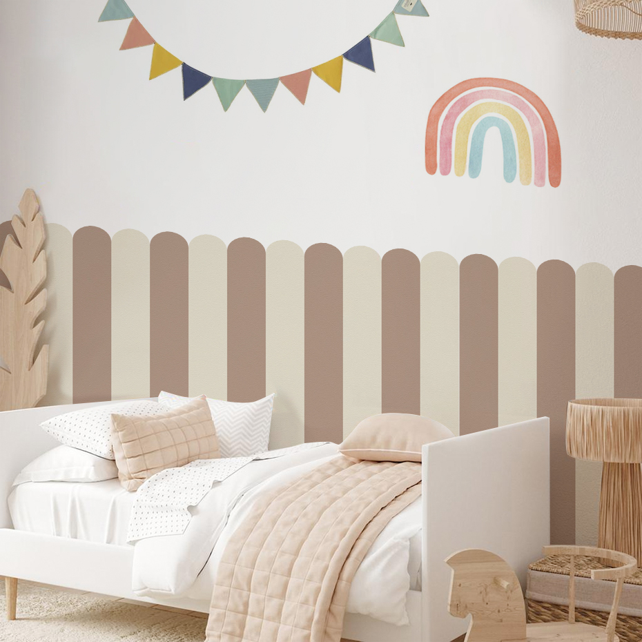 Baby Nursery Wall Decor - Wallpaper Busur Bergaris Vertikal Multiwarna Seni