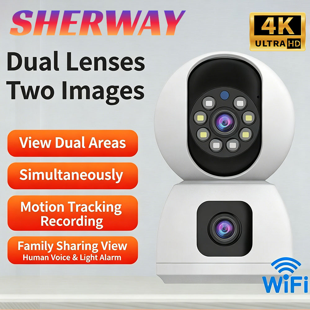 Baby Monitor Split Screen - Kamera IP WiFi 8MP Lensa Ganda