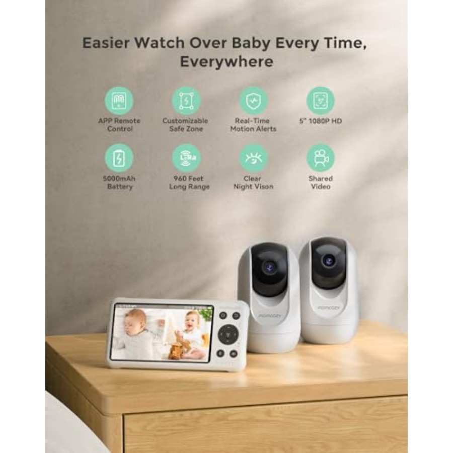 Monitor bayi WiFi pintar untuk - Baby Monitor Split Screen ulasan dan harga