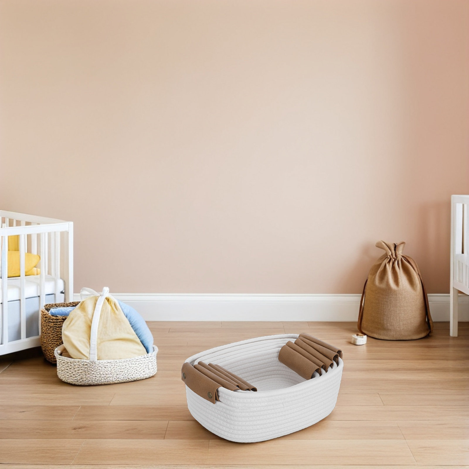 5Pcs Set Keranjang Anyaman, Ke - Baby Nursery Handles ulasan dan harga
