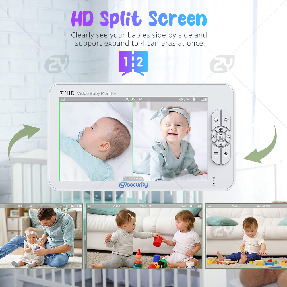Monitor bayi Video 7.0 inci HD - Baby Monitor Split Screen ulasan dan harga