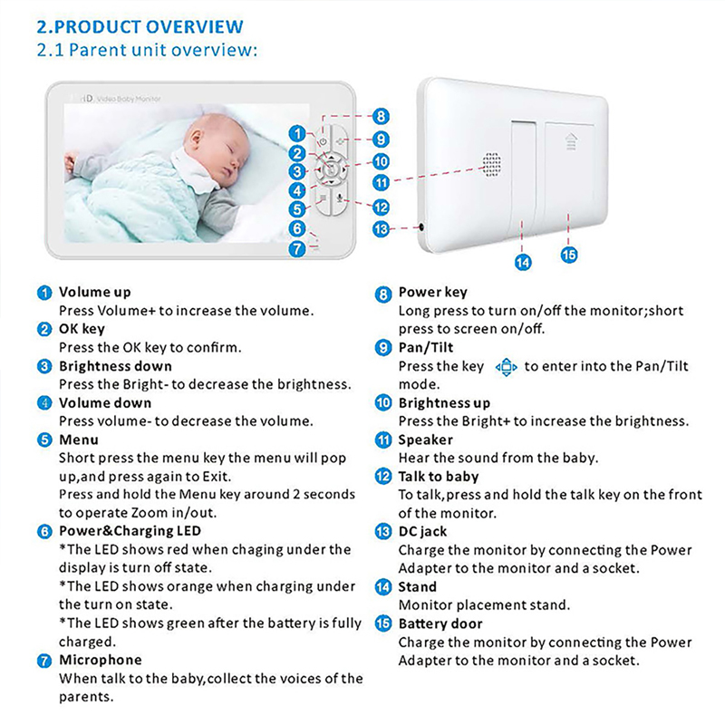 Monitor Bayi Video 7.0 Inci 10 - Baby Monitor Split Screen ulasan dan harga