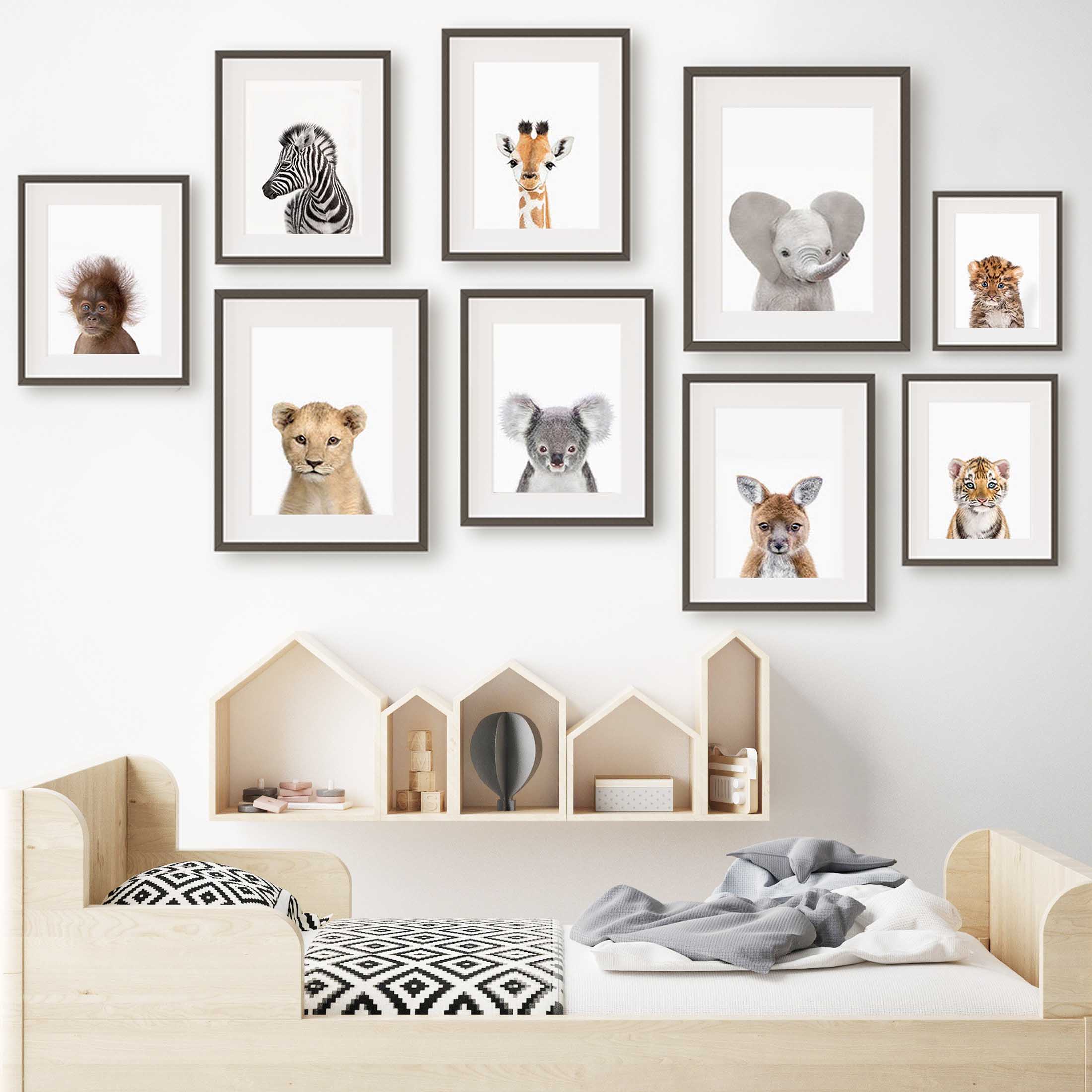 Cetakan Seni Dinding Kamar Bay - Baby Nursery Jungle Animals ulasan dan harga