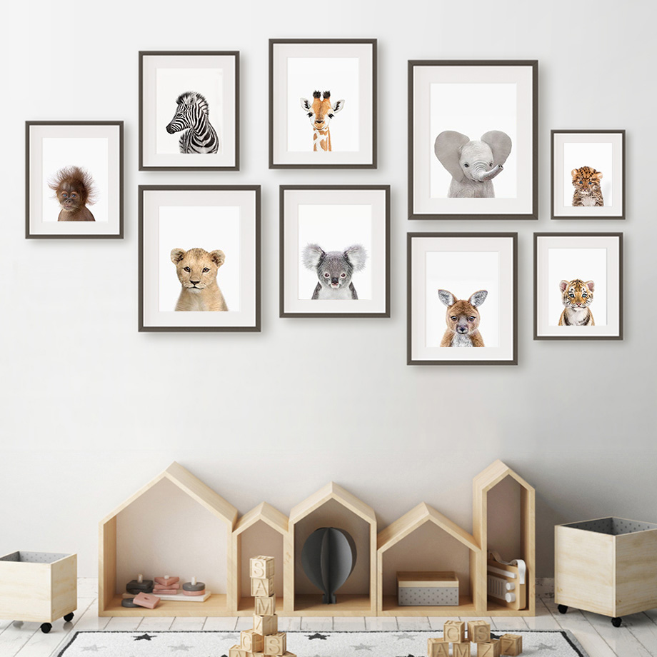 Cetakan Seni Dinding Kamar Bay - Baby Nursery Jungle Animals ulasan dan harga