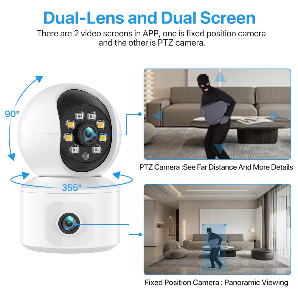 Kamera IP WiFi ICSEE 6MP Lensa - Baby Monitor Split Screen ulasan dan harga
