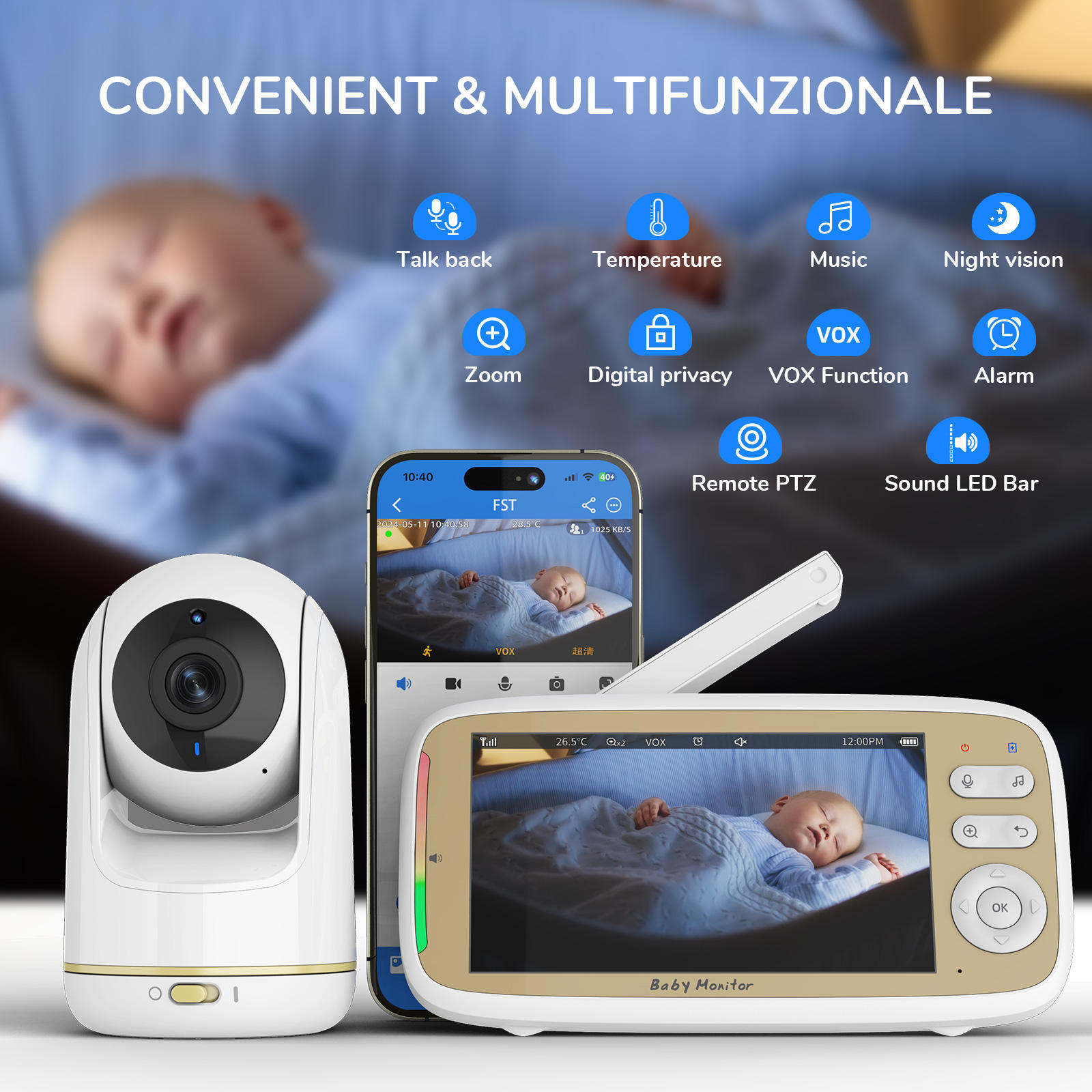 VB803 PRO HD 720P Monitor Bayi - Baby Monitor Split Screen ulasan dan harga