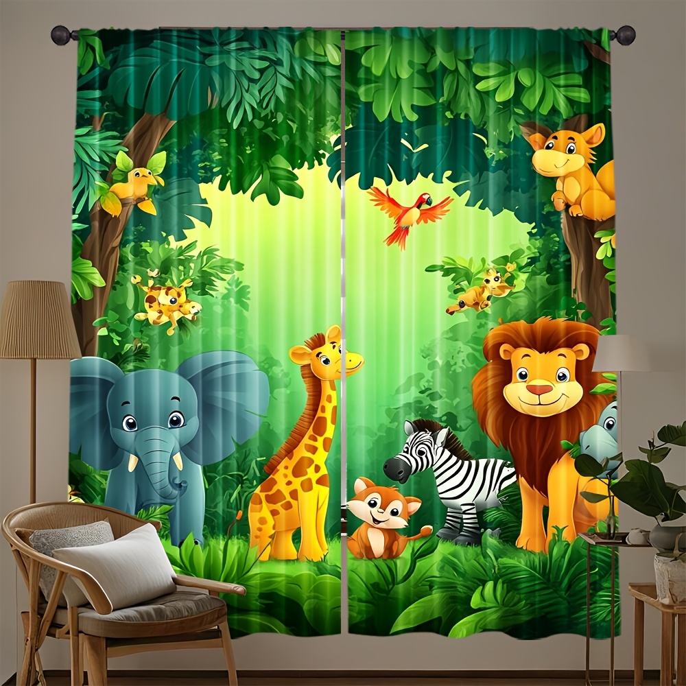 2 Buah Tirai Hewan Kartun Tira - Baby Nursery Jungle Animals ulasan dan harga