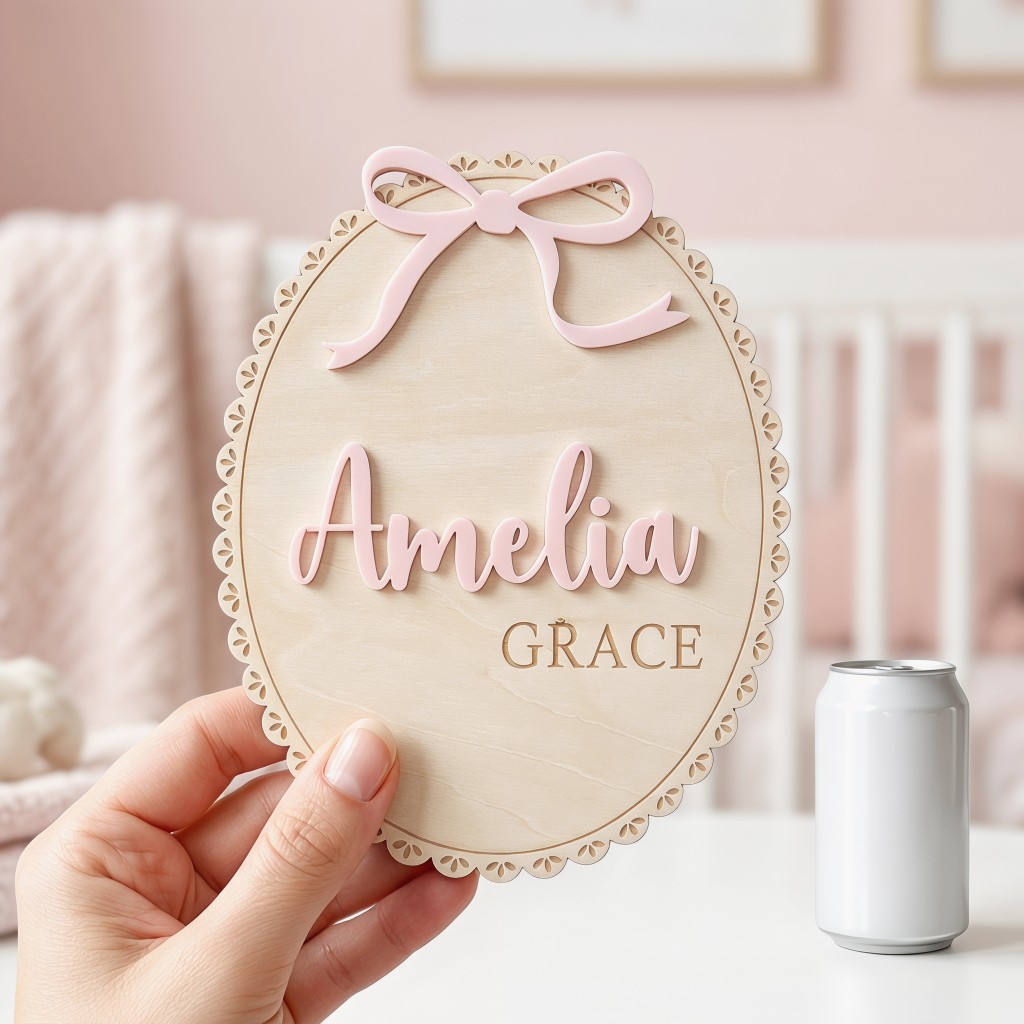 1Pc Plakat Nama Bayi Kayu deng - Baby Nursery Wall Decor ulasan dan harga