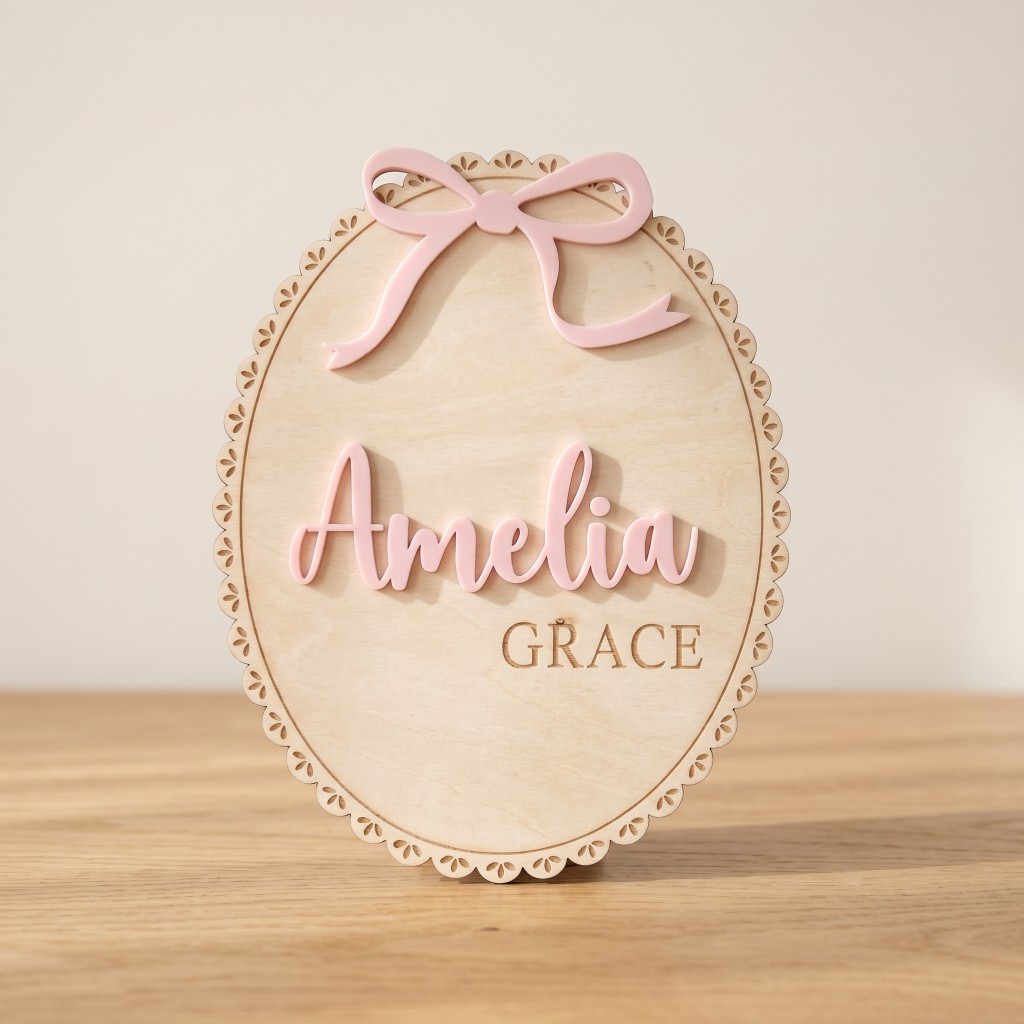 1Pc Plakat Nama Bayi Kayu deng - Baby Nursery Wall Decor ulasan dan harga