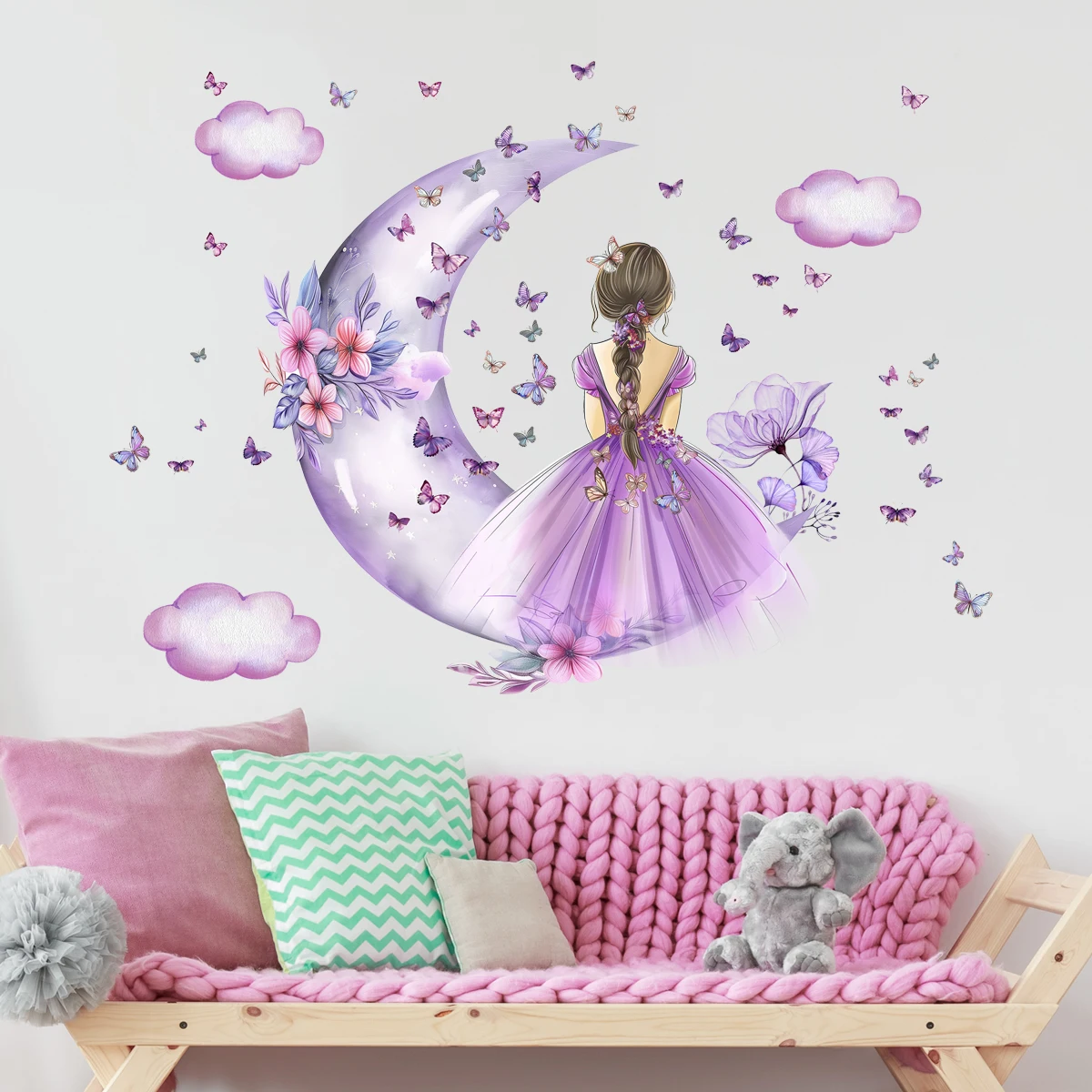 Stiker dinding kupu-kupu bulan - Baby Nursery Ideas Girl ulasan dan harga