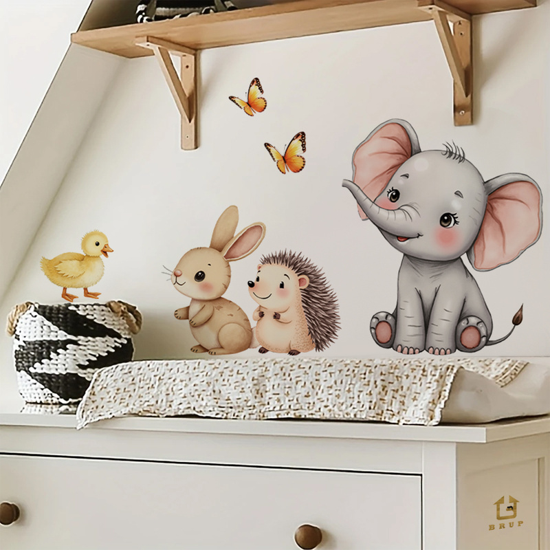 Stiker Dinding Hewan Kartun-St - Baby Nursery Wall Decor ulasan dan harga