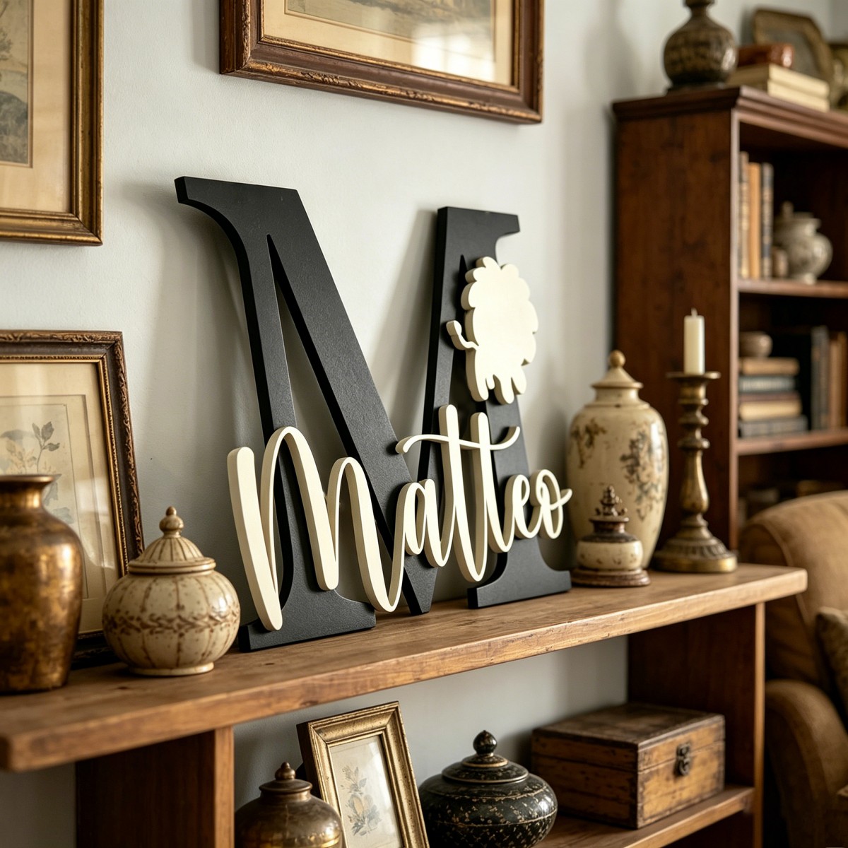 1 Buah Plakat Nama Kayu Inisia - Baby Nursery Wall Decor ulasan dan harga