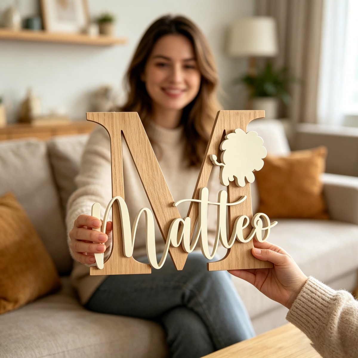 1 Buah Plakat Nama Kayu Inisia - Baby Nursery Wall Decor ulasan dan harga