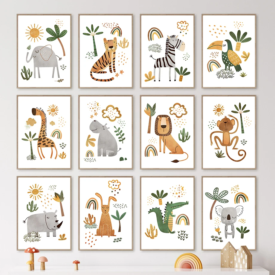 Jerapah Gajah Harimau Zebra To - Baby Nursery Jungle Animals ulasan dan harga