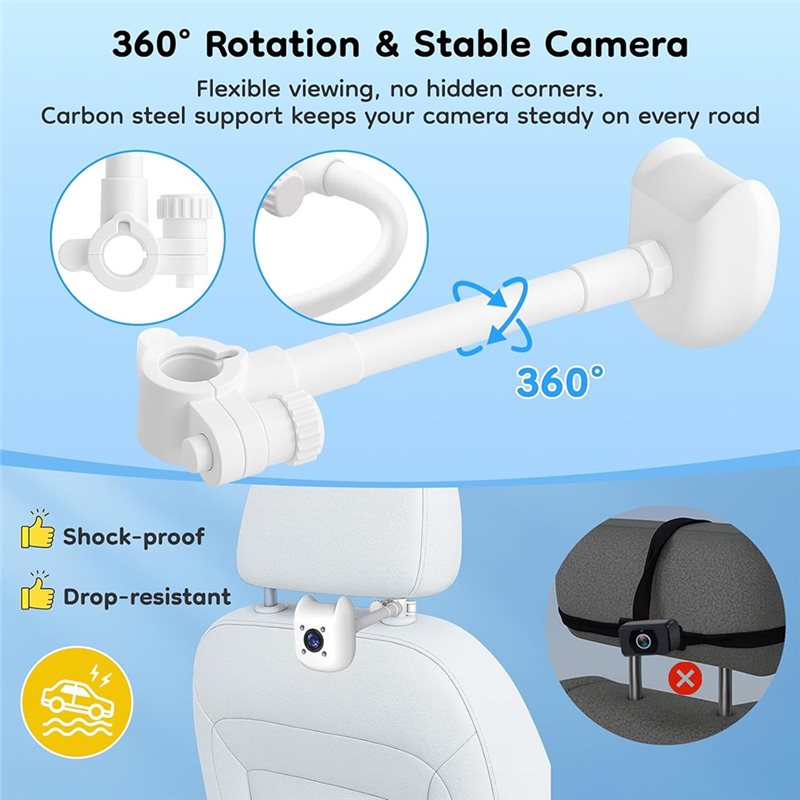 Kamera Mobil Bayi 6.86 inci 10 - Baby Monitor Split Screen ulasan dan harga