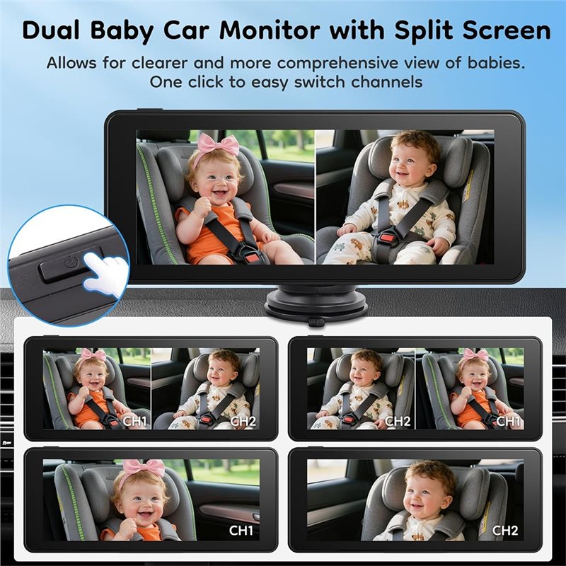 Kamera Mobil Bayi 6.86 inci 10 - Baby Monitor Split Screen ulasan dan harga
