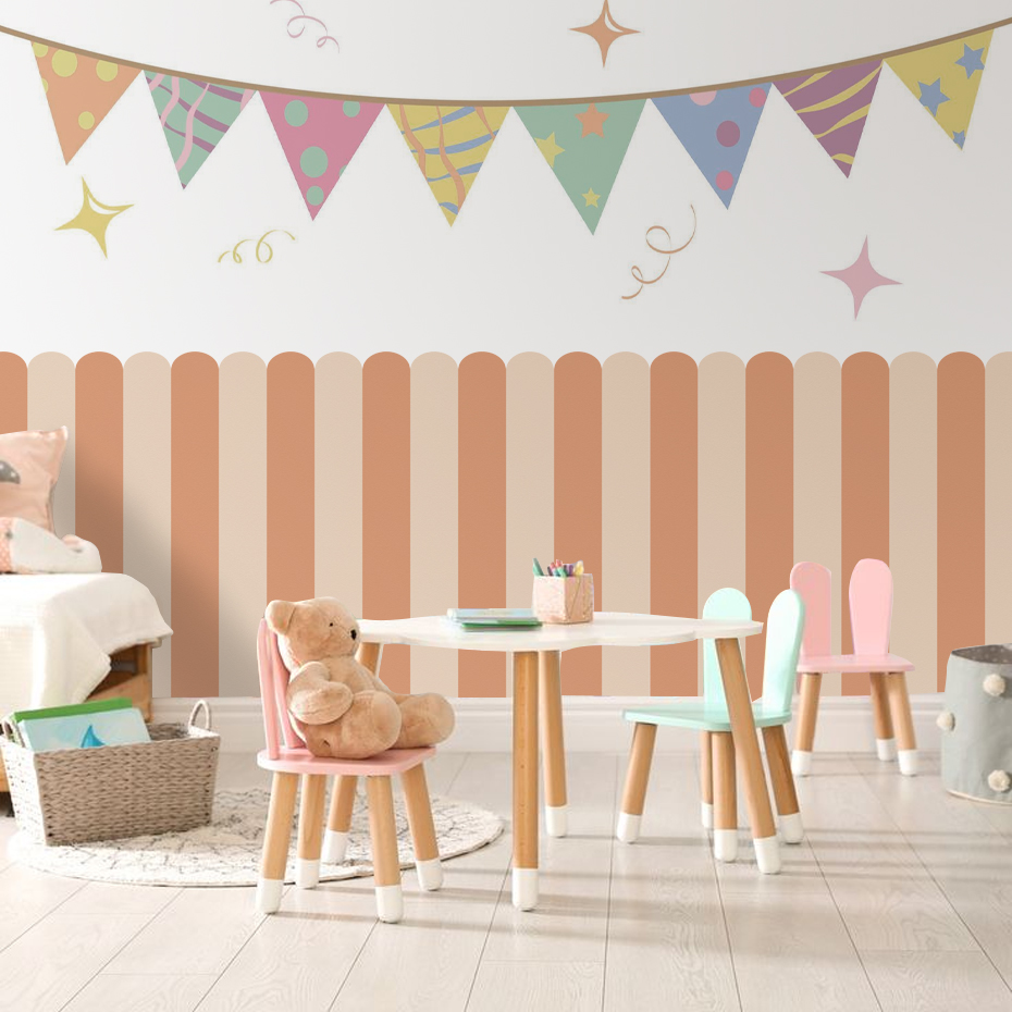 Wallpaper Busur Bergaris Verti - Baby Nursery Wall Decor ulasan dan harga
