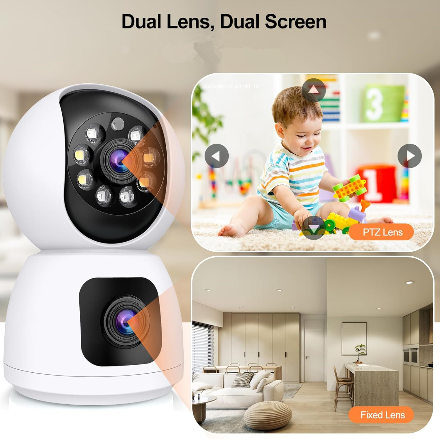 Kamera IP WiFi 8MP Lensa Ganda - Baby Monitor Split Screen ulasan dan harga