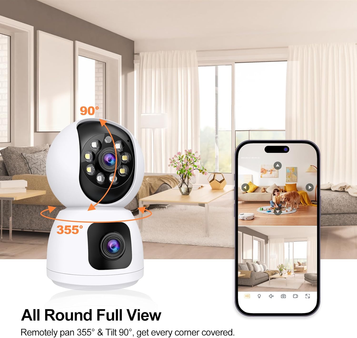 Kamera IP WiFi 8MP Lensa Ganda - Baby Monitor Split Screen ulasan dan harga