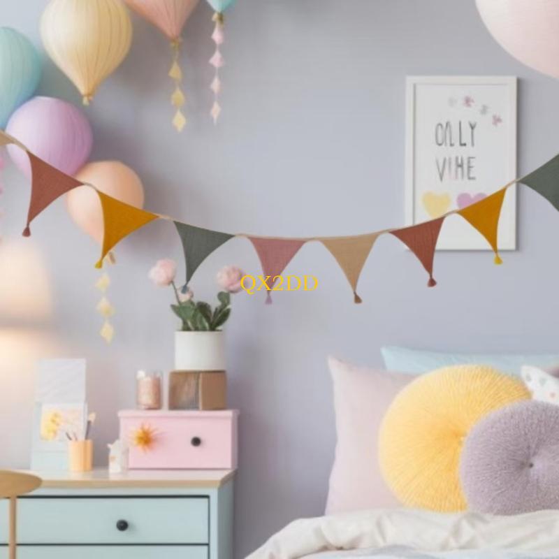 QX2D Spanduk Bunting Kain Lemb - Baby Nursery Bunting ulasan dan harga